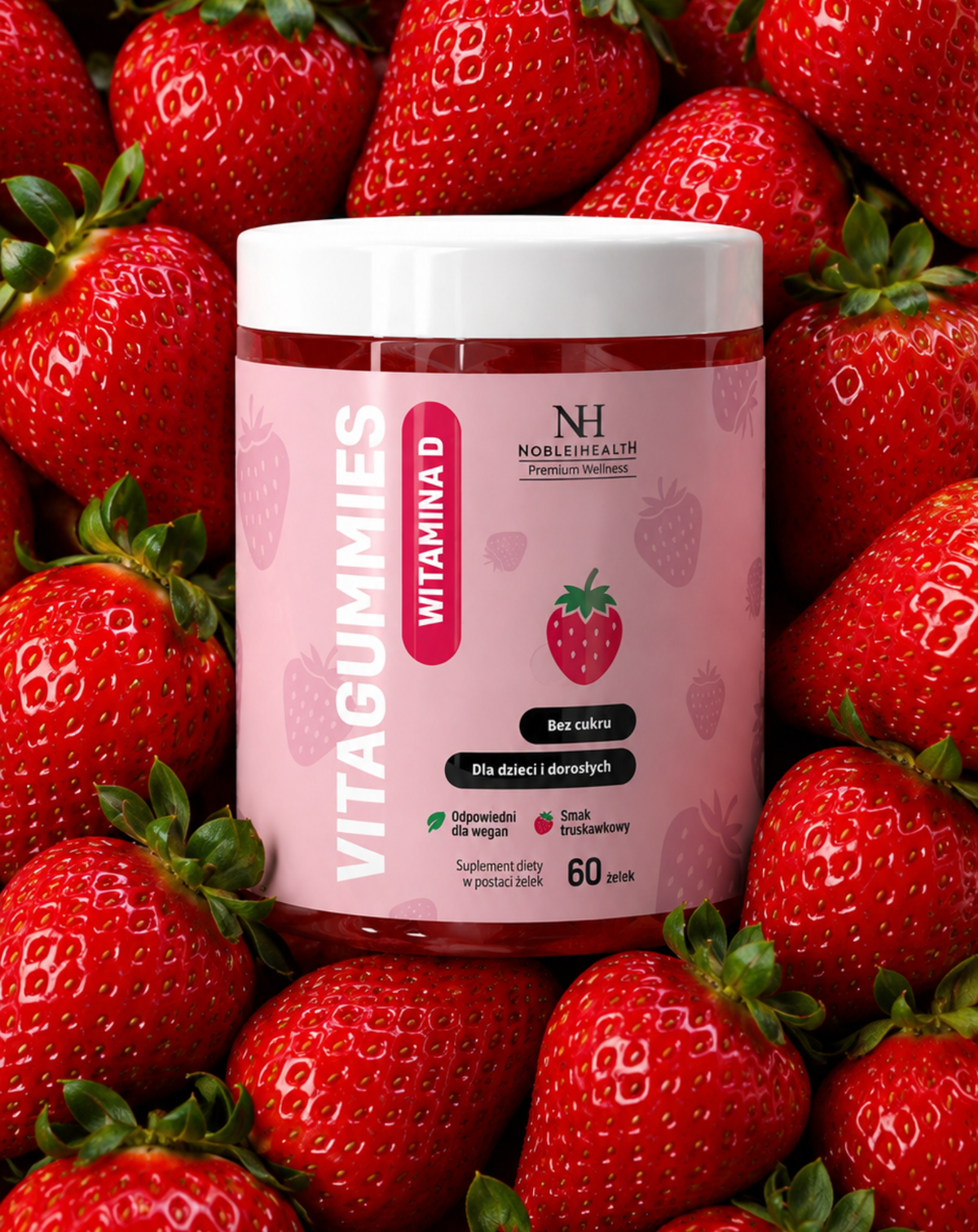 VitaGummies Vitamin D – Vitamin D in zuckerfreien Erdbeergelees